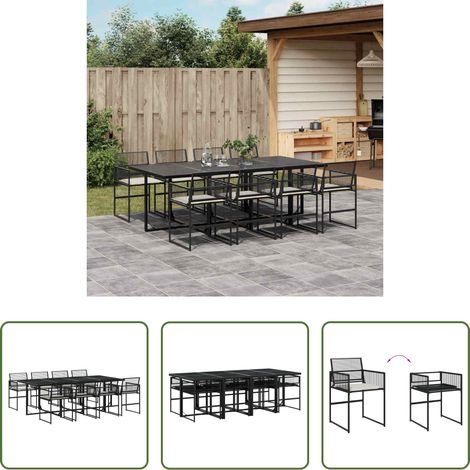 vidaXL Table de jardin - Ensemble à manger de jardin 9pcs coussins noir résine tressée (1/5)