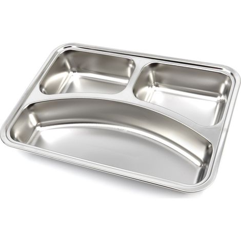 Assiette - 3 compartiments - Acier inoxydable - Compatible lave-vaisselle - Maxima (1/5)