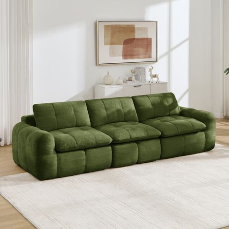 3-Sitzer-Modulsofa ohne Gestell, grünem Chenillebezug, 264 x 97 x 68 cm OKMYHOME (1/5)