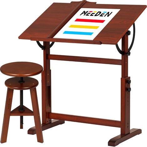 Ensemble Table de Dessin Vintage en Bois: Tabouret d'artiste Table (1/5)