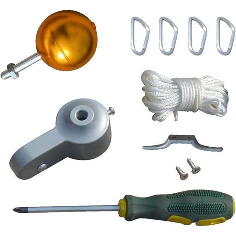 Kit de mât de drapeau – Matériel de mât de drapeau, ensemble de pièces de montage Dessus de boule de poulie d'extérieur largement utilisé, fermeture à clip en acier inoxydable, vis de 5,1 cm (1/5)
