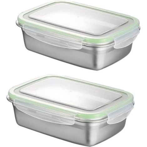 Boîte à bento en acier inoxydable, lot de 2, 850 ml et 350 (1/5)