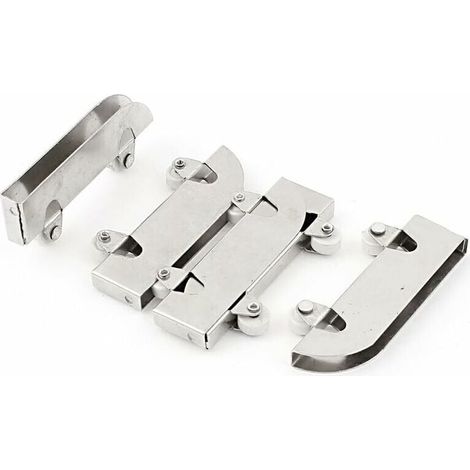 Bardusch-4pcs roulettes porte coulissante verre Double roues Acier inoxydable 5 mm (1/4)