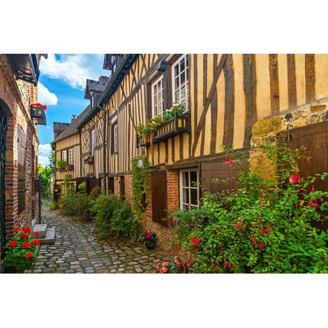 Tableau sur toile rue d'Honfleur 65x97 cm - Impression sur Toile Murale Décorative - Image imprimée en HD sur Toile - Toile sur Châssis en Bois FSC - Fabriqué en France (1/4)