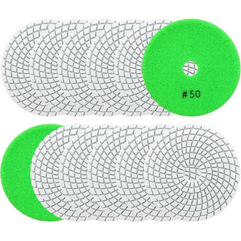 Disques de Polissage Diamant Grain 50-12 Pièces Disques Poncage Marbre Humide 100mm pour Granit Marbre Quartz Pierre Artificielle, pour Meuleuse d'Angle (1/5)