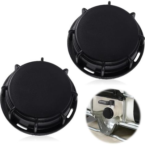 2 Pièces IBC S60 Bouchon Cuve, Raccord Adaptateur pour Cuve 1000 litres Filetage Intérieur Plastique Raccords Robinet Tuyau Compatible avec Diverses Cuves, Noir (1/5)