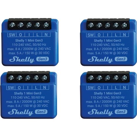SHELLY WLAN-Schaltaktor 1 Mini Gen 3, blau, 4 Stück (1/3)
