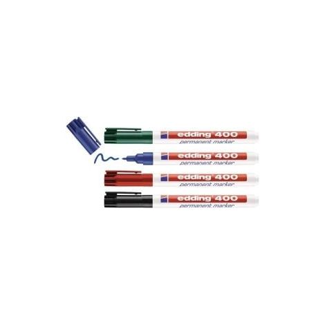Rotuladores permanentes edding 400 negro/rojo/azul/verde ancho de línea 1mm punta redonda