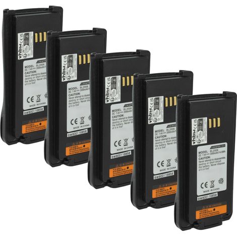 vhbw 5x Akku kompatibel mit Harris HDP150, HDP100 Funkgerät, Walkie Talkie (2000 mAh, 7,4 V, Li-Ion)