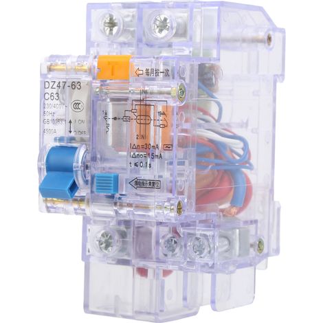 Disjoncteur miniature transparent à protection contre les fuites de courant DZ47LE‑63 C63 1P+N 663A 230V400V (1/5)