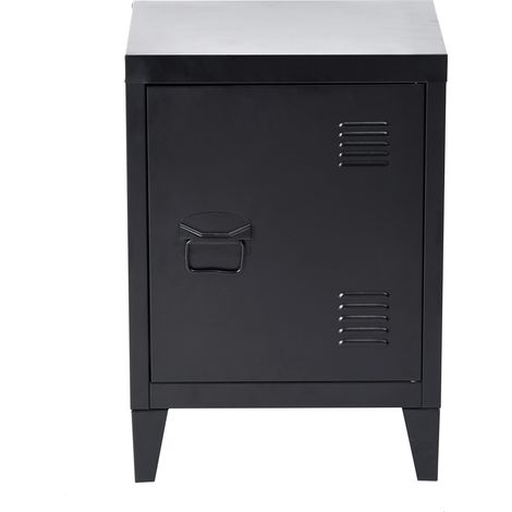 FurnitureR Armoire de rangement de bureau, petit classeur, armoire métallique à portes affleurantes, 2 compartiments, Noir (1/5)