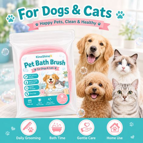 KineShineX Haustier-Bade- und Reinigungsbürste, universelle Silikon-Badebürste für Katzen und Hunde, verwendet Badwäsche und Massage zur Reinigung (1/5)