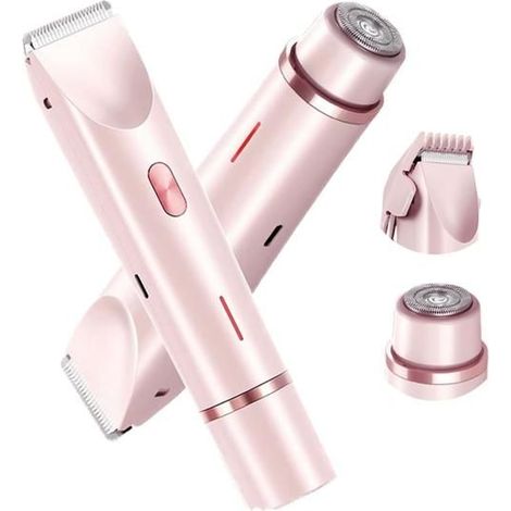Rasoio elettrico a doppia testina per zona bikini da donna, comodo rasoio elettrico 2 in 1, impermeabile IPX7, tagliacapelli elettrico, Húmedo (rosa) (1/4)