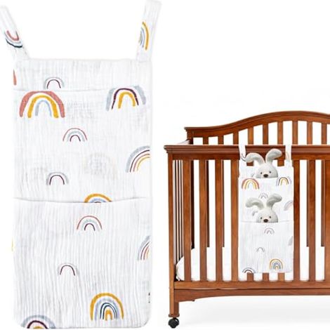 Organisateur de lit bébé avec 2 poches, installation facile, organisateur de couches portable pour lit bébé (1/5)