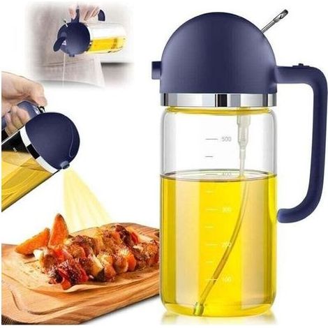 Spruzzatore per Olio 2 in 1 in Vetro con Scala, Distributore di Olio d'Oliva e Aceto di Qualità Alimentare (1/4)