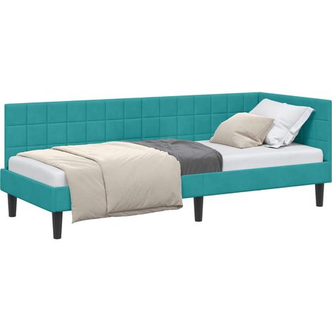 Maison Exclusive - Cornice del letto ad angolo Turchese 80 cm x 200 cm Velluto