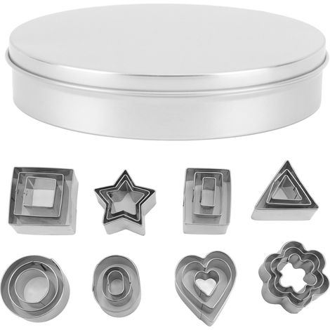 Pssopp Cookie Cutter Mini Shapes Game 24 PC Coupes en Acier Inoxydable pour les Biscuits, les Gâteaux aux Fruits, les Ordinateurs Portables de Camping et de Voyage. (1/5)