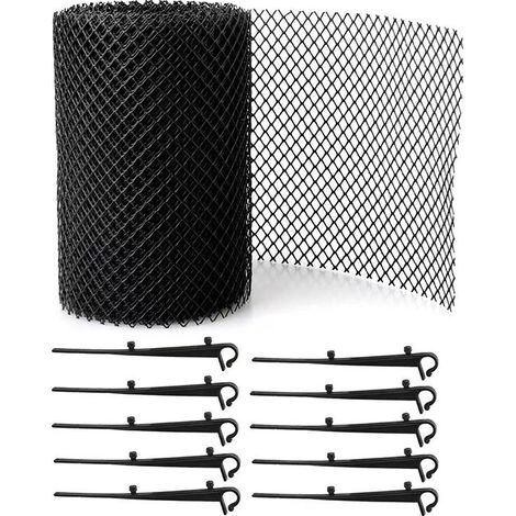 Grillage de protection pour chéneaux et gouttières - 600x15cm - Comprend 10 clips de fixation - Évite obstructions feuilles mortes (1/5)
