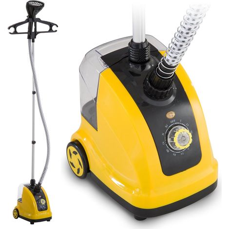 Fer à repasser vapeur vertical avec réservoir de 1,4 L et 11 niveaux de température réglables, 1800 W, 26 x 21,5 x 146 cm, jaune (1/5)