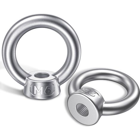 Écrou à anneau M6, 6 écrous à œillets, en acier inoxydable 304, écrous à œil de levage pour levage de fixation et protection de sécurité, largement utilisés dans les domaines industriels (1/5)