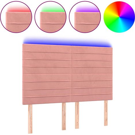 Maison Exclusive - Cabecero con luces LED terciopelo rosa 144x5x1 (1/5)