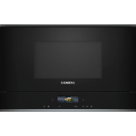 Siemens – Micro-ondes encastrable 21L 900W – Commande sensitive – Noir – Dimensions 38.2 x 59.4 x 31.8 cm – BF722L1B1