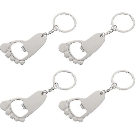 Décapsuleur en Alliage de Zinc Argenté Forme Pied 4 Pièces Ouvre-bouteille Pratique Facile à Ranger pour Souvenirs et Mariages (1/5)