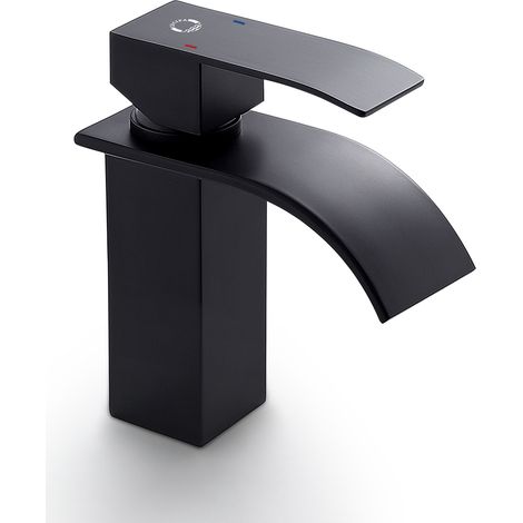 Cecipa Einhebelmischer Waschtischarmatur Schwarz Wasserfall-Waschtisch-Wasserhahn Bad Armatur (1/5)
