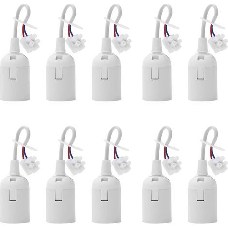 Paquete de 10 portalámparas E27 con cable de 4A 250V para bombillas incandescentes y LED. (1/5)