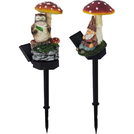 Lot de 2 lampes solaires décoratives en forme de champignon pour jardin extérieur. (1/5)