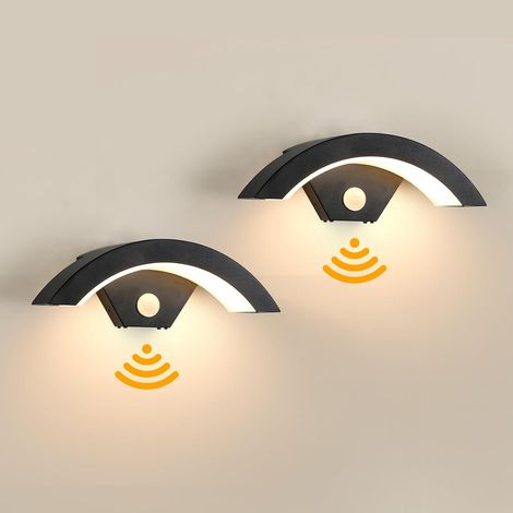 24 W LED-Wandleuchte für Außen/Innen mit Bewegungsmelder, 2er-Pack IP65 wasserdichte Außenwandlampe, LED-Außenstrahler für Garten, Garage, Terrasse, Warmweiß 3000 K [Energieklasse E] (1/5)