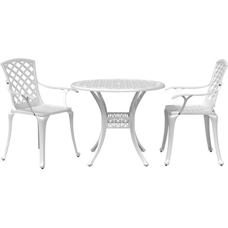 Ensemble bistrot 3 pièces avec table et 2 chaises en aluminium coulé blanc - PANGIVO (1/5)