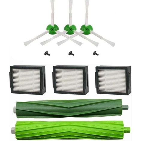 Ensemble de pièces détachées compatible avec Roomba i7 i7+ E5 E6 E7 – pack brosse latérale, rouleaux et filtre HEPA. (1/4)