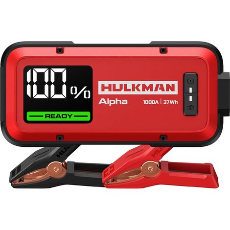 Alpha Ultra Red Démarreur 1000A 37Wh,Compact et Élégant,Boîtier de Démarrage 12V avec Câbles,Recharge Complète en 45 Min, Veille 24 Mois, Écran LED,pour Moteurs Essence 6.5L / Diesel 3.0L (1/5)