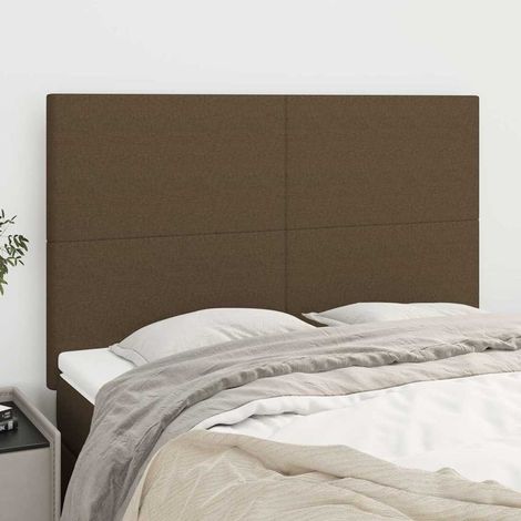 vidaXL Cabecero de cama marrón oscuro 144x5x118/128 cm Tela (1/5)