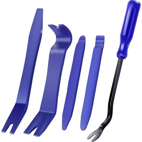 Outils Démontage Garniture, 5 pièces Panneau de Voiture Audio Video Dashboard Demontage Kits, Outil pour Garnitures de Suppression de Bord Porte Auto, Accessoires Pry Autoradio Tableau (1/4)