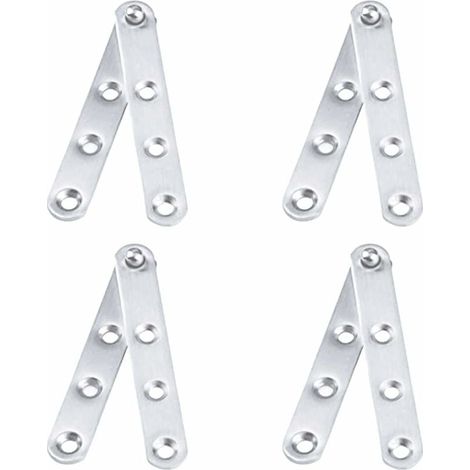 Set mit 4 Edelstahl-Drehscharnieren (100 x 16 mm), 360° drehbar, nach unten öffnend, für Schranktüren, Schuhschränke – Silber