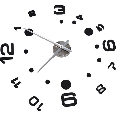 Horloge murale numérique DIY 3D noir, sticker déco mural design, sans batterie (modèle 12S013). (1/5)