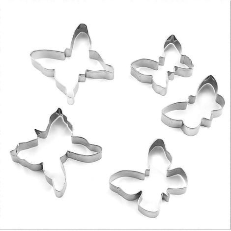 Moule papillon, ensemble de 5 mini moules à gâteaux en acier inoxydable, idéal pour la confection de gâteaux et pâtisseries maison. (1/4)