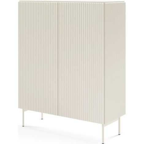 Commode 98,6 cm, 2 portes, ouverture push-to-open, façades rainurées, Cachemire, 98,6 x 39,8 x 123 cm (1/5)