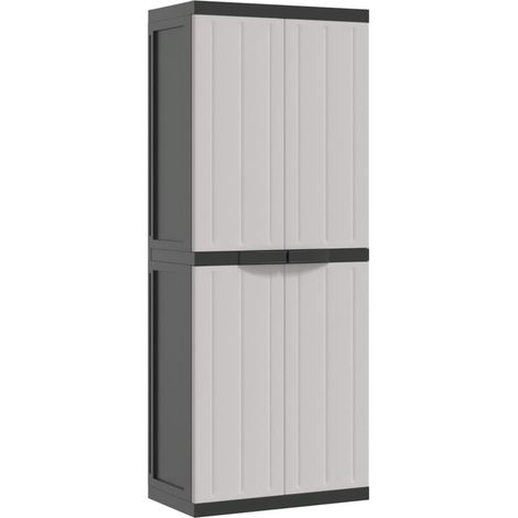 Armoire de rangement d'extérieur gris et noir 65x37x165 PP (1/5)