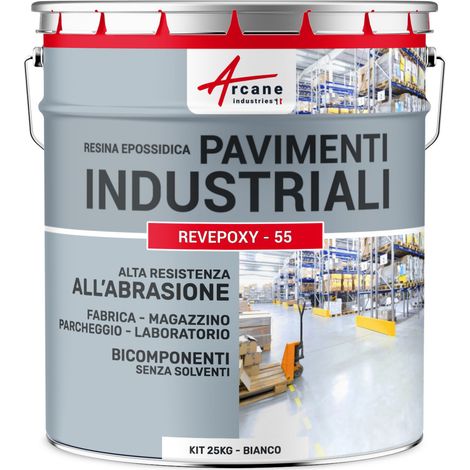 Vernice epossidica per pavimenti industriali - REVEPOXY TRAFFICO INTENSO - 25 kg (fino a 50 m² in 2 strati) Bianco - ARCANE INDUSTRIES
