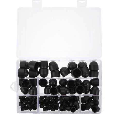 145 capuchons hexagonaux pour boulons et écrous, protecteurs de boulons durables et utiles (noirs)-2X2X2CM-Black