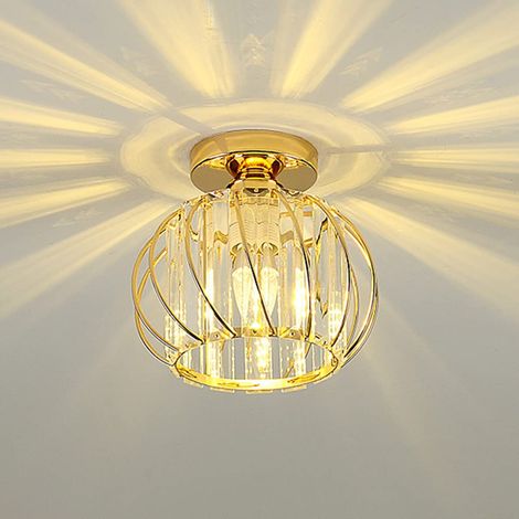 Plafonnier moderne en cristal LED E27, lampe de plafond design pour cuisine, salon, chambre, couloir, entrée, camping