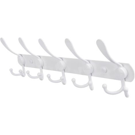 Wall Coat Rack, Wall Mounted Hook Rack, Stainless Steel Coat Rack Towel Rack for Bedroom Entryway Bathroom Office Clothes Hat(White) (1/5)