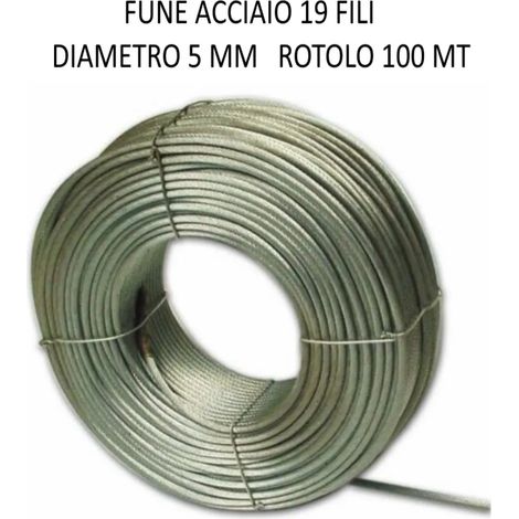 FUNE ACCIAIO FILOMAT PER TESATE 19 FILI D.5 mm ROTOLO DA 100 MT (1/2)