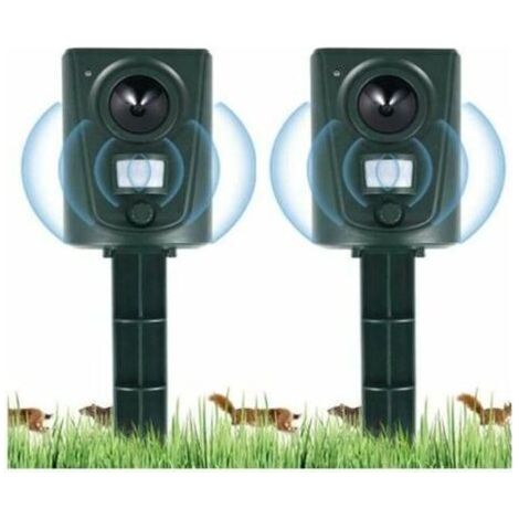 2023 2X Ultraschall-Katzenvertreiber für den Garten, Katzenvertreiber mit Erdspieß, verhindert Hunde und Katzen, Vögel, für Gärten, Felder, Kindergärten, wasserdicht (1/5)