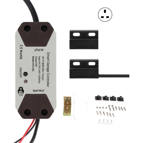 Interrupteur de porte de garage WiFi intelligent, commande vocale sans fil via APP, compatible Google Assistant et TUYA, 100-240V, prise UK (1/5)