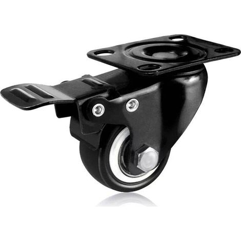 Roulette Heavy Duty 1.5"/38mm, Roulettes pour Meubles, Roues Avec Frein, Plaques Industrielles Roue pour Meuble, Noir Roulette de 420kg (Pivotantes, 1pcs) (1/5)