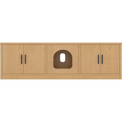 Katzenklo-Schrank 140 x 40 x 45,5 cm in Eichenoptik mit Kratzmatte (1/5)